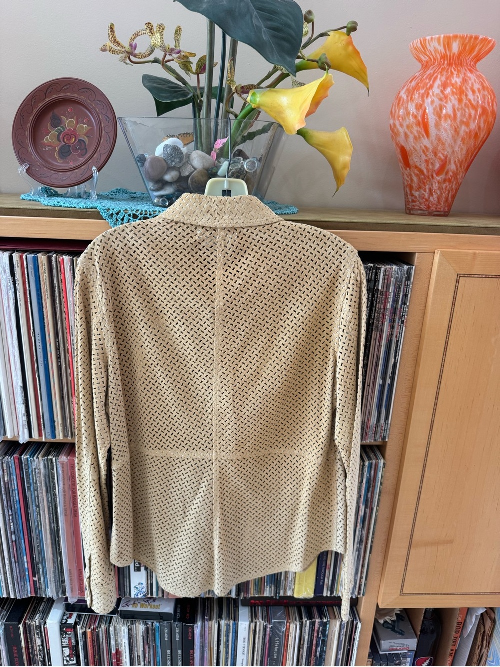 Price Drop: Co&Eddy Chamois/Camel Suede Button-Down Laser-Cut Shirt/Jacket, M View 4